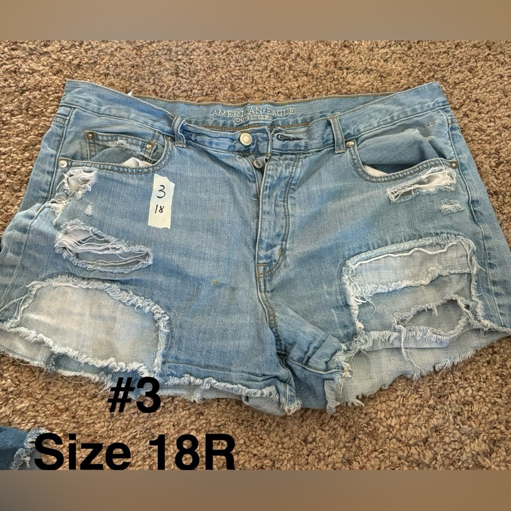 American Eagle Outfitters Light Blue Ripped Jean Shorts